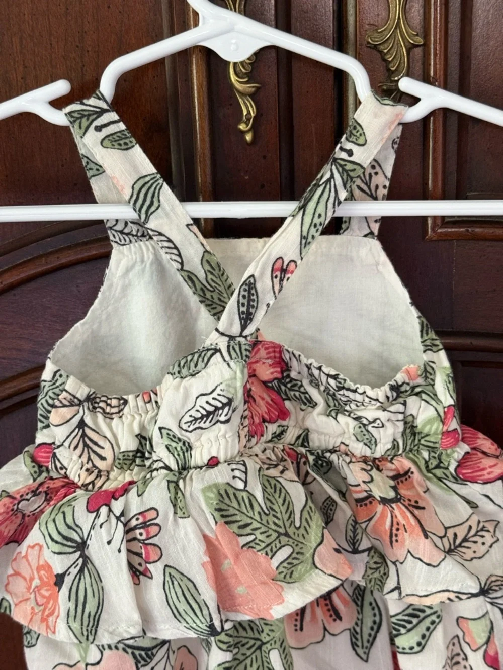 Old Navy Tropical Floral Bubble Romper Ruffle Baby Girl Outfit 6-12M
